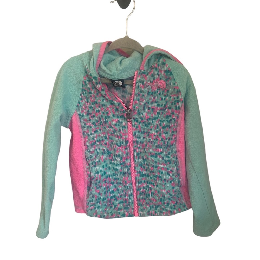 The North Face 4T Sweatshirt Fleece hooded Pink Aqua